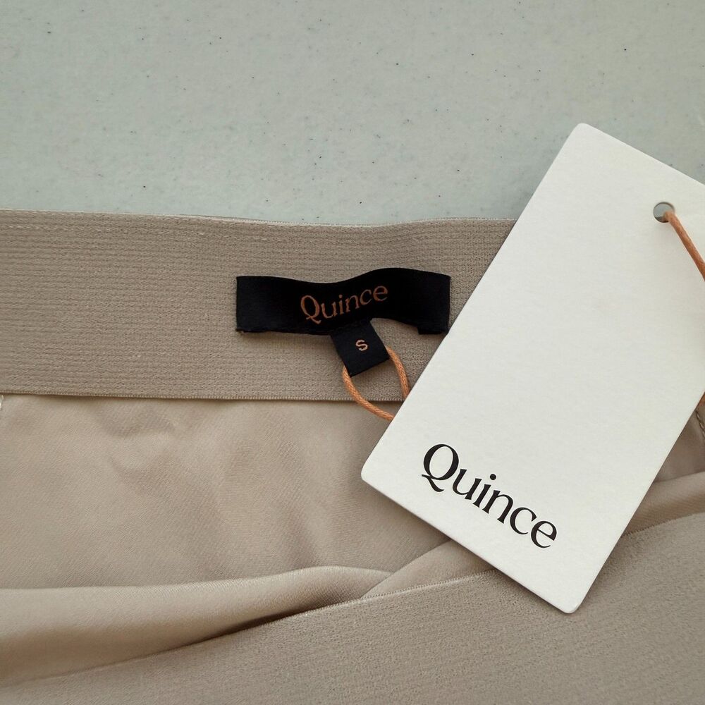 NWT Quince 100% Silk Midi Slip Skirt in Champagne Beige - Size Small - Picture 4 of 7